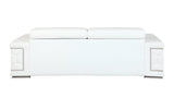 89" White Italian Leather Sofa With Silver Legs - Homeroots - Flyclothing LLC