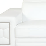89" White Italian Leather Sofa With Silver Legs - Homeroots - Flyclothing LLC