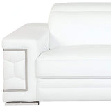 89" White Italian Leather Sofa With Silver Legs - Homeroots - Flyclothing LLC