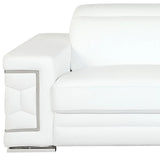 89" White Italian Leather Sofa With Silver Legs - Homeroots - Flyclothing LLC