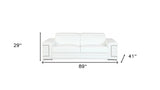 89" White Italian Leather Sofa With Silver Legs - Homeroots - Flyclothing LLC