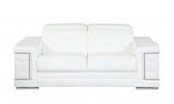 71" White Italian Leather Sofa With Silver Legs - Homeroots - Flyclothing LLC