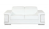 71" White Italian Leather Sofa With Silver Legs - Homeroots
