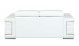 71" White Italian Leather Sofa With Silver Legs - Homeroots - Flyclothing LLC