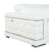 71" White Italian Leather Sofa With Silver Legs - Homeroots - Flyclothing LLC