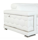 71" White Italian Leather Sofa With Silver Legs - Homeroots - Flyclothing LLC