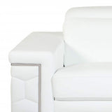 71" White Italian Leather Sofa With Silver Legs - Homeroots - Flyclothing LLC