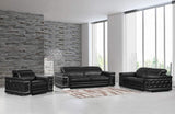 Three Piece Indoor Black Italian Leather Six Person Seating Set - Homeroots - Flyclothing LLC