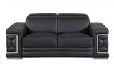 Three Piece Indoor Black Italian Leather Six Person Seating Set - Homeroots