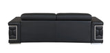 89" Black Italian Leather Sofa With Silver Legs - Homeroots - Flyclothing LLC