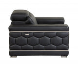 71" Black And Silver Genuine Leather Love Seat - Homeroots - Flyclothing LLC