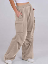 Elastic Waist Wide Leg Pants with Pockets - Trendsi - Flyclothing LLC