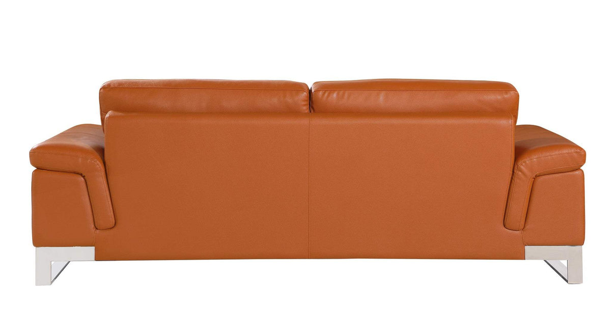 Three Piece Indoor Camel Italian Leather Six Person Seating Set - Homeroots - Flyclothing LLC