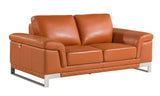 Three Piece Indoor Camel Italian Leather Six Person Seating Set - Homeroots