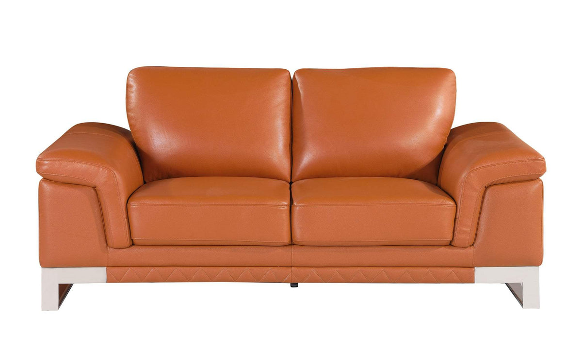 Three Piece Indoor Camel Italian Leather Six Person Seating Set - Homeroots - Flyclothing LLC