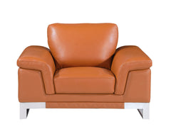 Three Piece Indoor Camel Italian Leather Six Person Seating Set - Homeroots