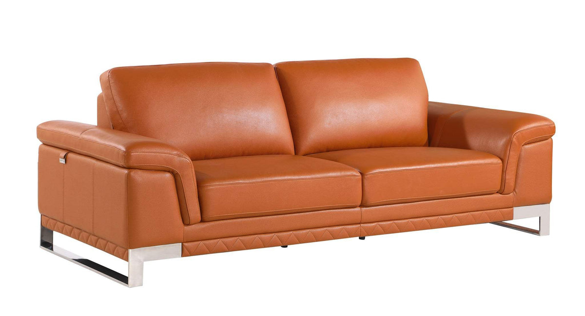 Three Piece Indoor Camel Italian Leather Six Person Seating Set - Homeroots - Flyclothing LLC