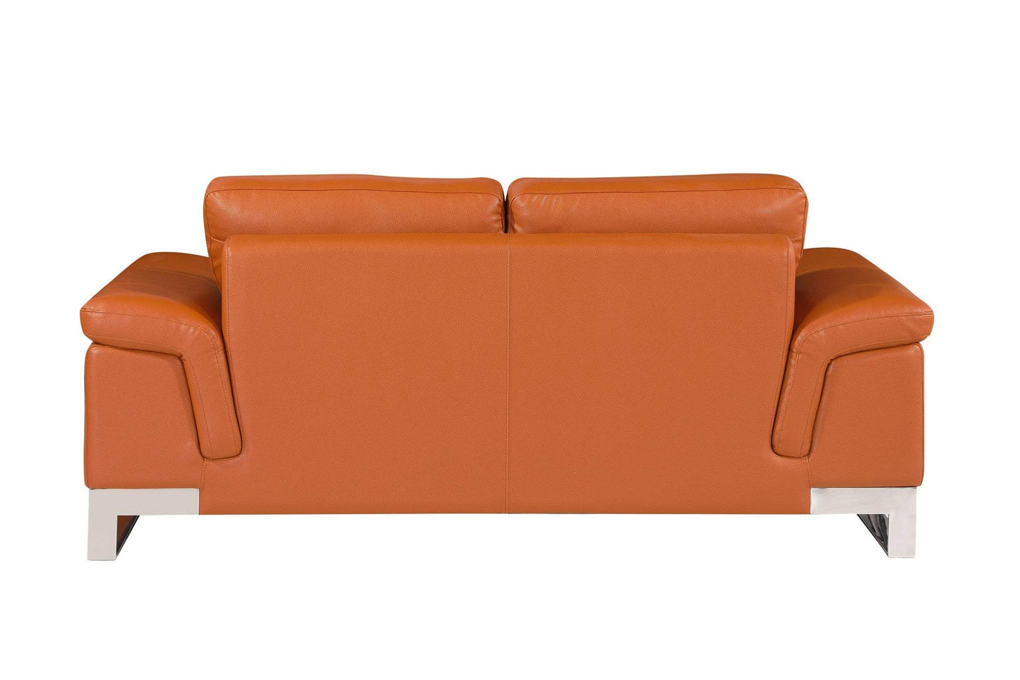 73" Camel And Silver Genuine Leather Loveseat - Homeroots - Flyclothing LLC