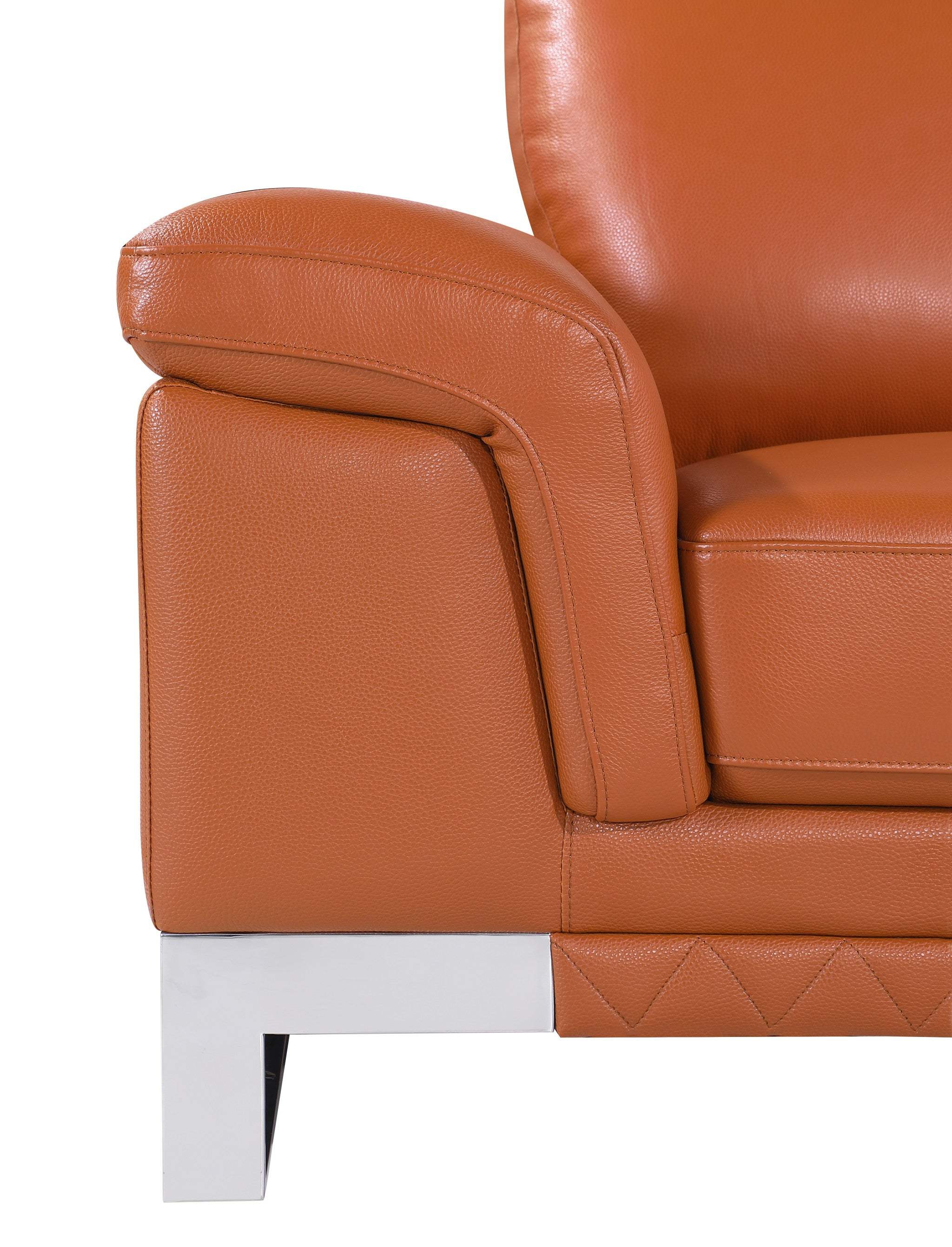 32" Camel Lovely Leather Chair - Homeroots - Flyclothing LLC