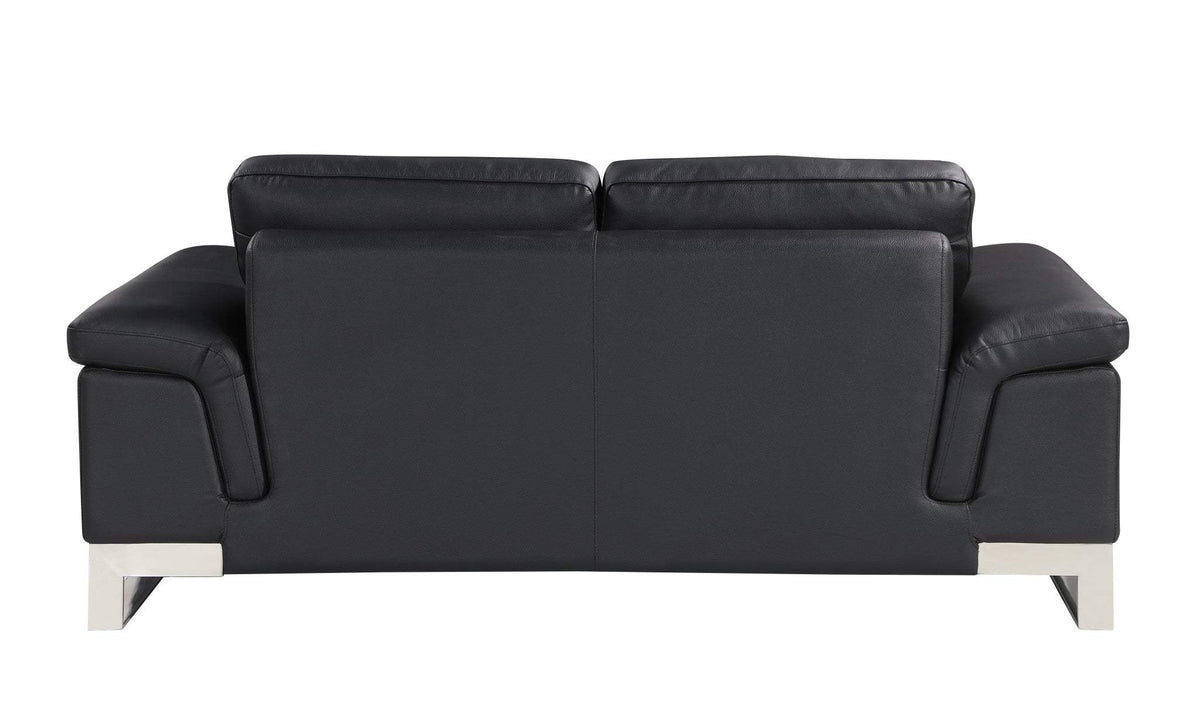 Three Piece Indoor Black Italian Leather Six Person Seating Set - Homeroots - Flyclothing LLC