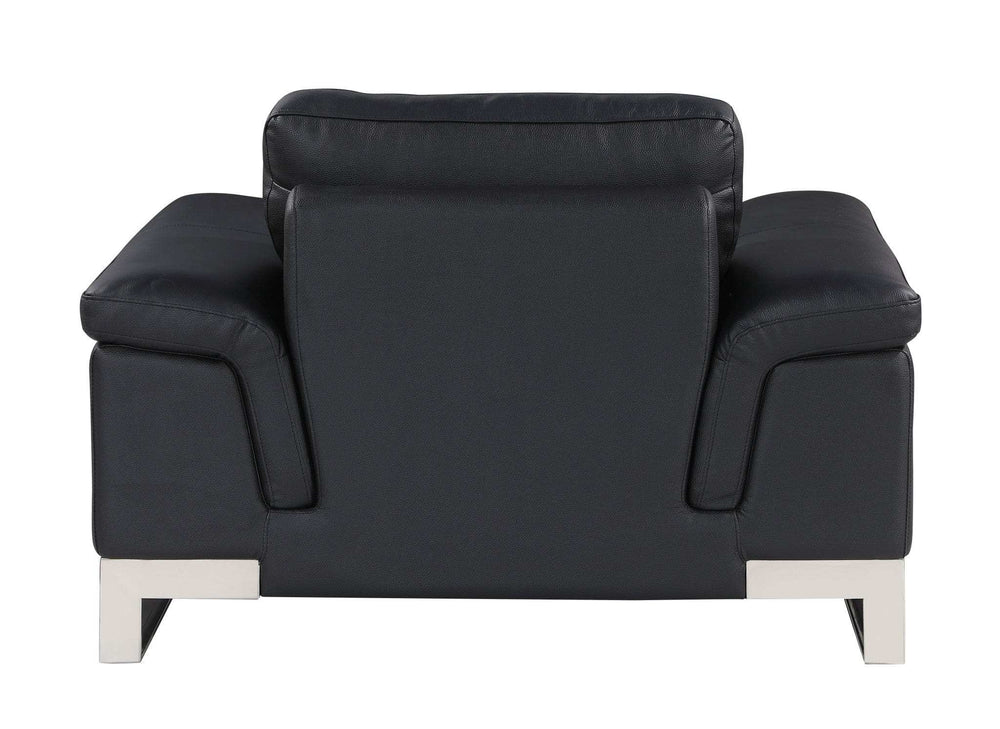 Three Piece Indoor Black Italian Leather Six Person Seating Set - Homeroots - Flyclothing LLC