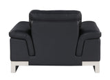 Three Piece Indoor Black Italian Leather Six Person Seating Set - Homeroots