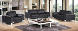 Three Piece Indoor Black Italian Leather Six Person Seating Set - Homeroots - Flyclothing LLC