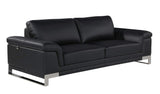 Three Piece Indoor Black Italian Leather Six Person Seating Set - Homeroots - Flyclothing LLC