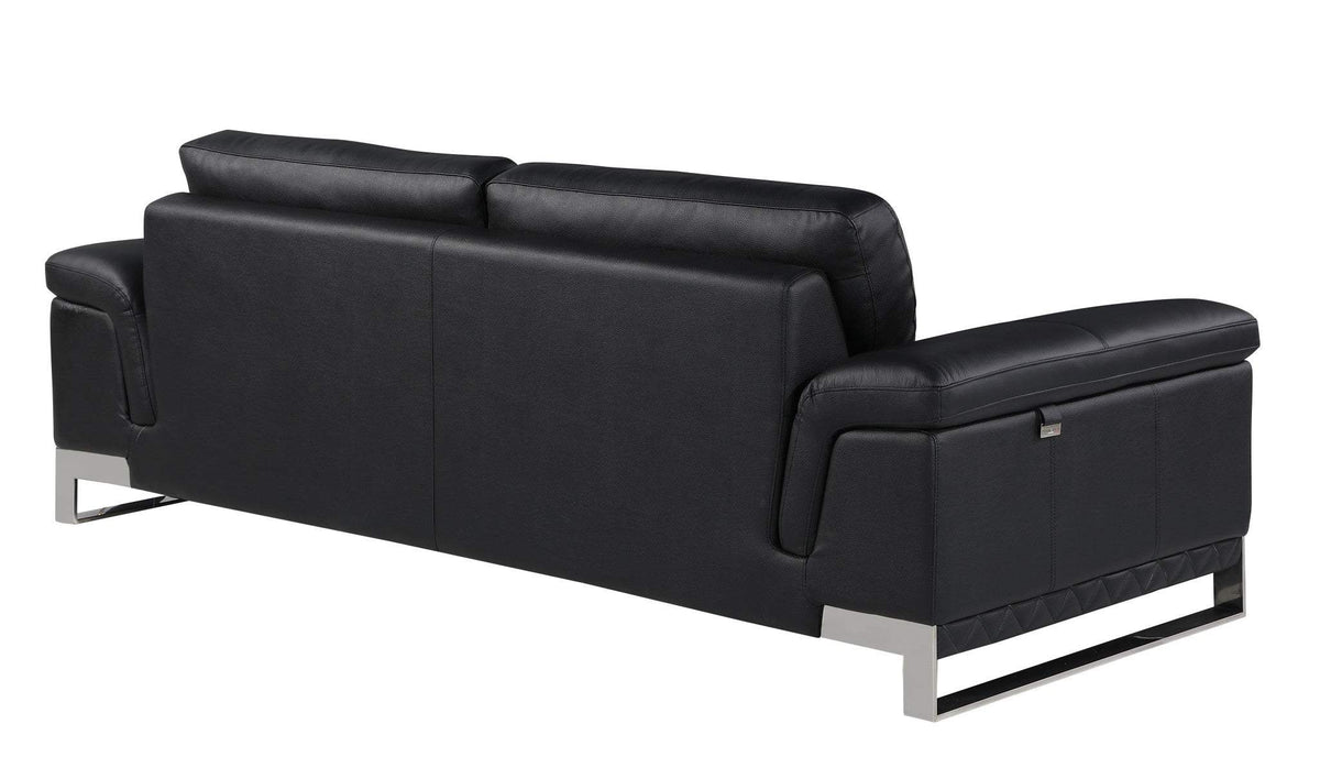 Three Piece Indoor Black Italian Leather Six Person Seating Set - Homeroots - Flyclothing LLC