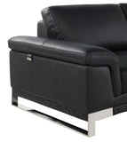 73" Black And Silver Genuine Leather Love Seat - Homeroots - Flyclothing LLC