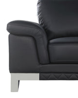 73" Black And Silver Genuine Leather Love Seat - Homeroots - Flyclothing LLC