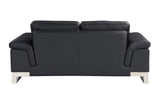 73" Black And Silver Genuine Leather Love Seat - Homeroots - Flyclothing LLC