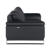 73" Black And Silver Genuine Leather Love Seat - Homeroots - Flyclothing LLC
