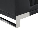 73" Black And Silver Genuine Leather Love Seat - Homeroots - Flyclothing LLC
