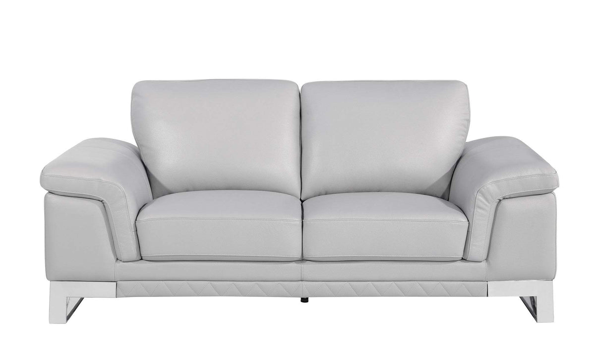 Three Piece Indoor Light Gray Italian Leather Six Person Seating Set - Homeroots - Flyclothing LLC