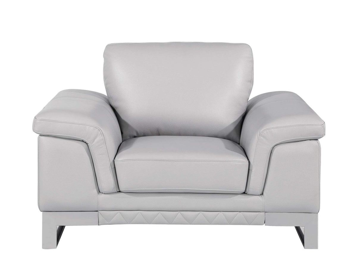 Three Piece Indoor Light Gray Italian Leather Six Person Seating Set - Homeroots - Flyclothing LLC