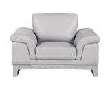 Three Piece Indoor Light Gray Italian Leather Six Person Seating Set - Homeroots - Flyclothing LLC