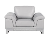 Three Piece Indoor Light Gray Italian Leather Six Person Seating Set - Homeroots