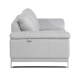 Three Piece Indoor Light Gray Italian Leather Six Person Seating Set - Homeroots - Flyclothing LLC