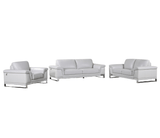 Three Piece Indoor Light Gray Italian Leather Six Person Seating Set - Homeroots
