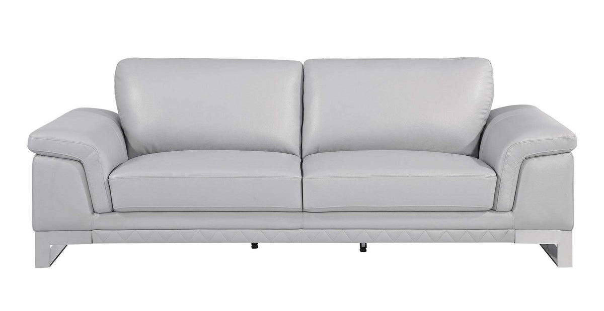 Three Piece Indoor Light Gray Italian Leather Six Person Seating Set - Homeroots - Flyclothing LLC