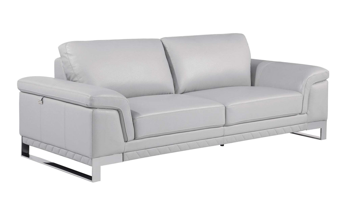 Three Piece Indoor Light Gray Italian Leather Six Person Seating Set - Homeroots - Flyclothing LLC