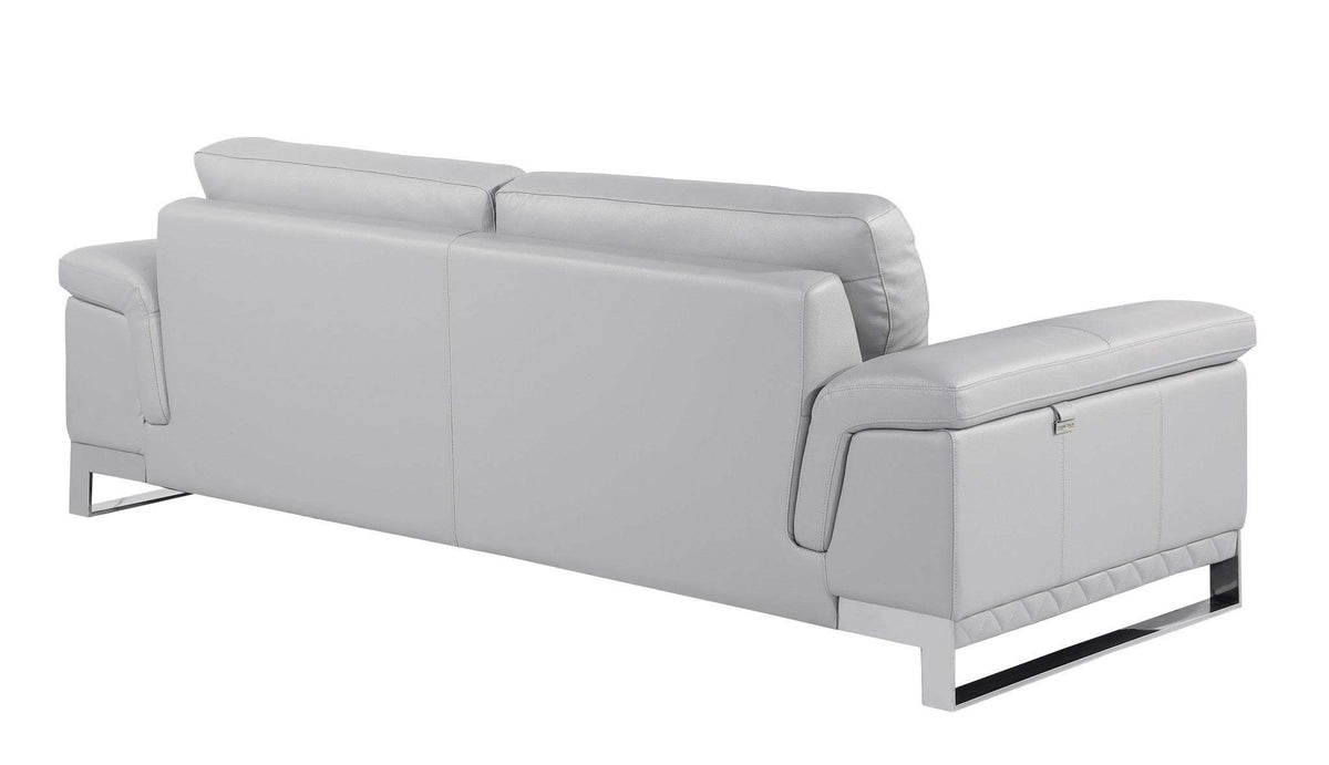 Three Piece Indoor Light Gray Italian Leather Six Person Seating Set - Homeroots - Flyclothing LLC