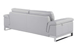 Three Piece Indoor Light Gray Italian Leather Six Person Seating Set - Homeroots - Flyclothing LLC