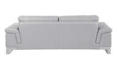 Three Piece Indoor Light Gray Italian Leather Six Person Seating Set