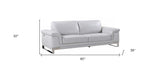 90" Light Gray Italian Leather Sofa With Silver Legs - Homeroots - Flyclothing LLC