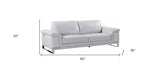 90" Light Gray Italian Leather Sofa With Silver Legs - Homeroots - Flyclothing LLC