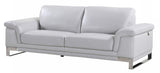 90" Light Gray Italian Leather Sofa With Silver Legs - Homeroots - Flyclothing LLC