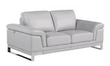73" Light Gray And Silver Genuine Leather Loveseat - Homeroots