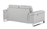 73" Light Gray And Silver Genuine Leather Loveseat - Homeroots
